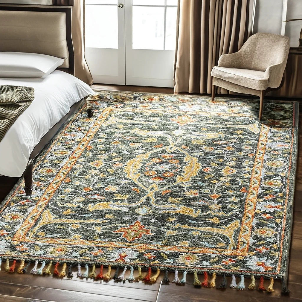 Hand-Tufted Polyester Modern Abstract Pattern Luxury Eco-Friendly PET Friendly Non-Slip Cushioned Area Rug with Tassels