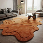Top Round Burnt Orange Warm high Irregular Abstract Hand Tufted Wool Area Rugs for Bedroom Modern Design Carpets for Living Room