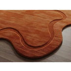 Top Round Burnt Orange Warm high Irregular Abstract Hand Tufted Wool Area Rugs for Bedroom Modern Design Carpets for Living Room