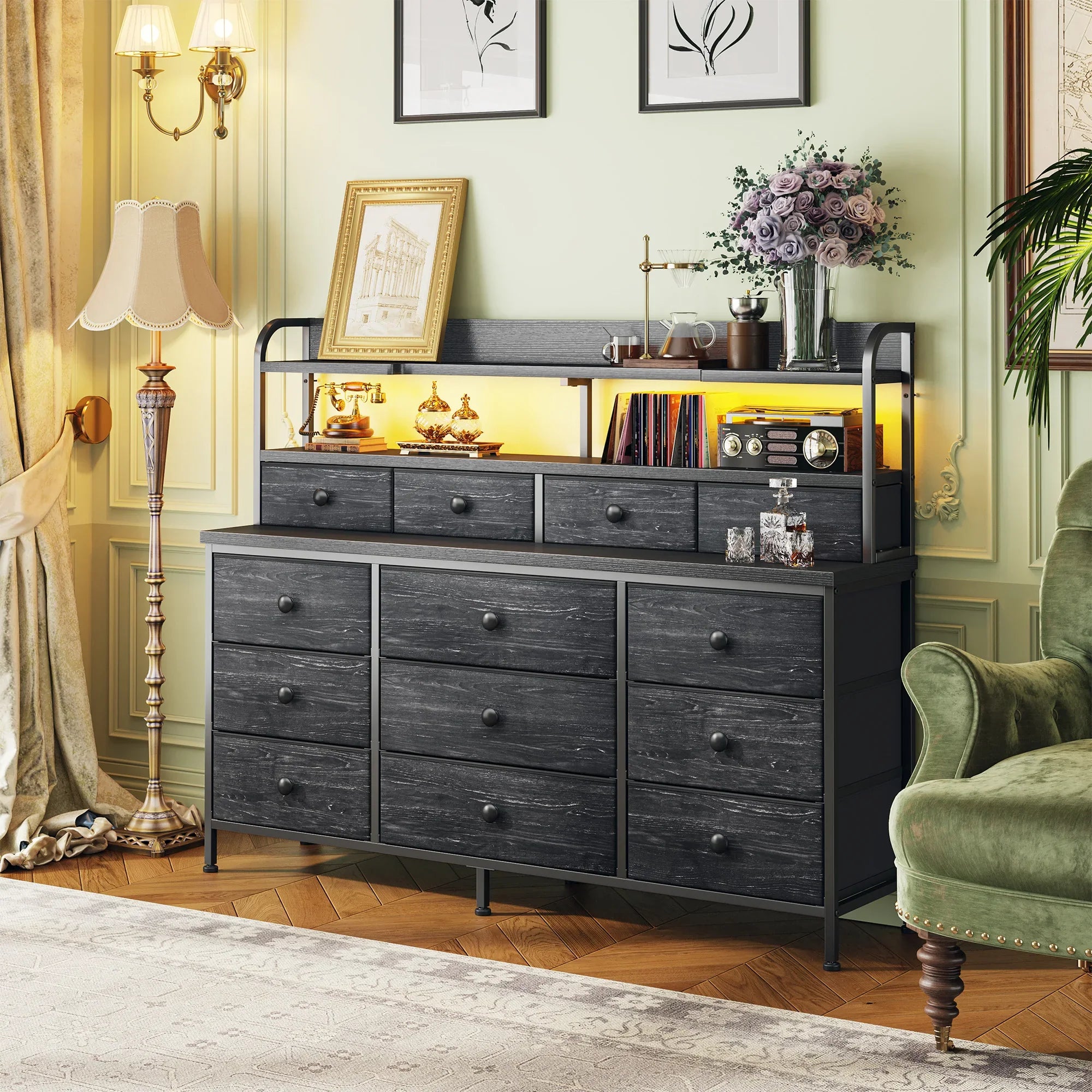 Stylish LED Dresser with Storage