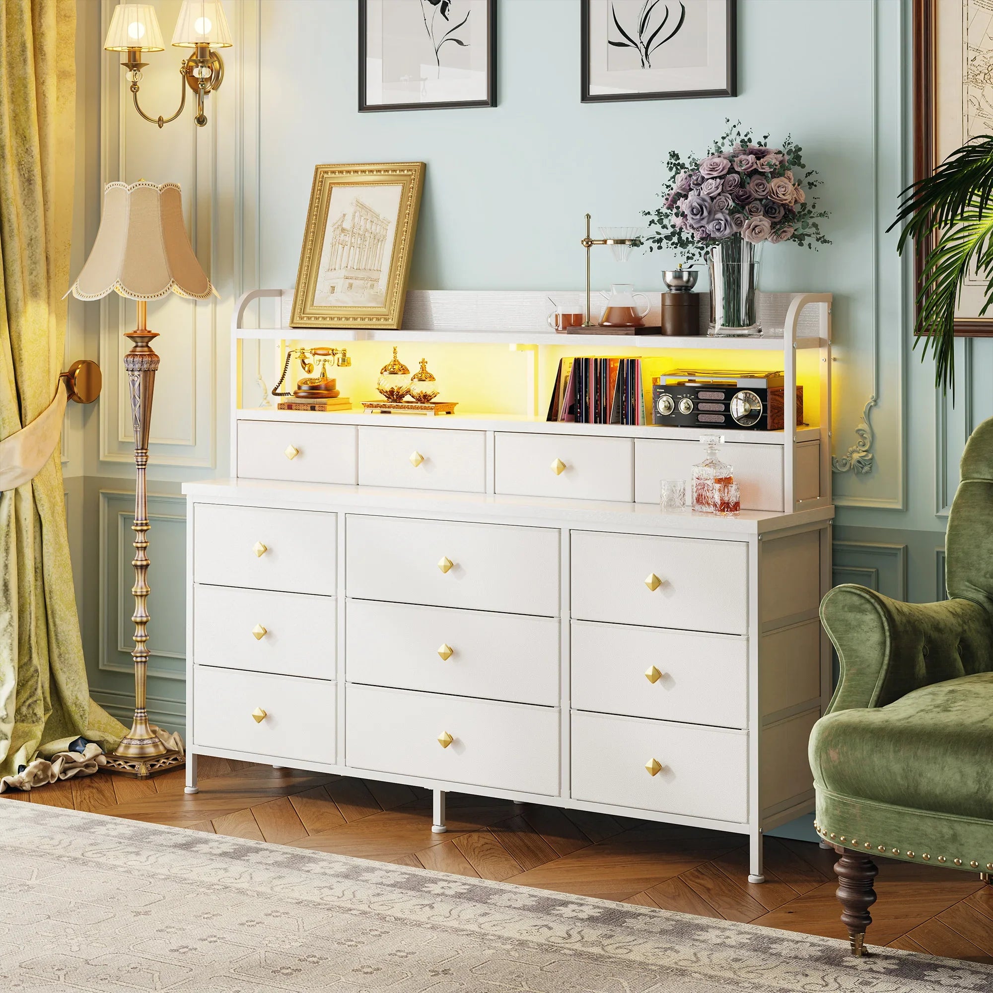 Stylish LED Dresser with Storage