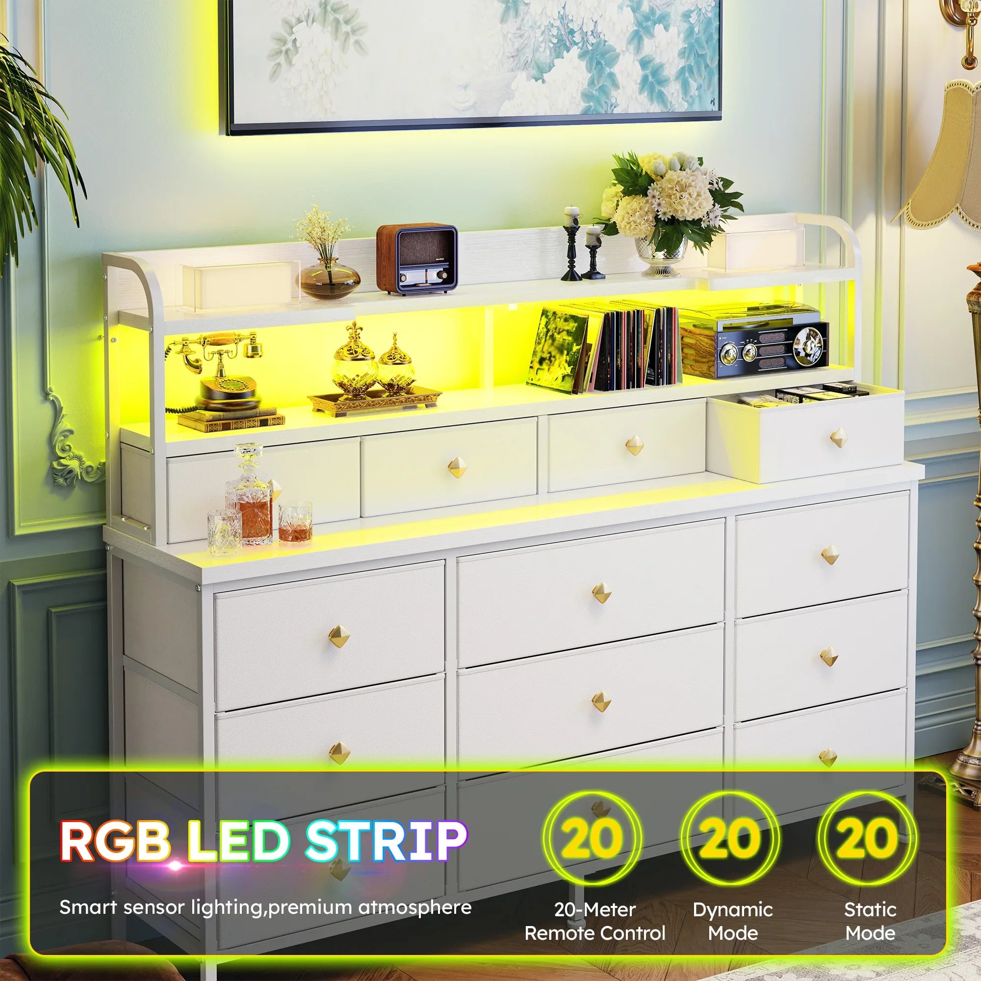 Stylish LED Dresser with Storage