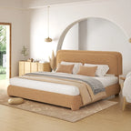 Light Luxury Style Wooden Frame Upholstered Bed Furniture for the Master Bedroom, Modern Design Bedroom King-size Bed