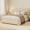 Light Luxury Style Wooden Frame Upholstered Bed Furniture for the Master Bedroom, Modern Design Bedroom King-size Bed
