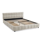 Modern Luxury Adjustable Storage Bed Frame Queen Size Soft Chenille Fabric Bedroom Furniture
