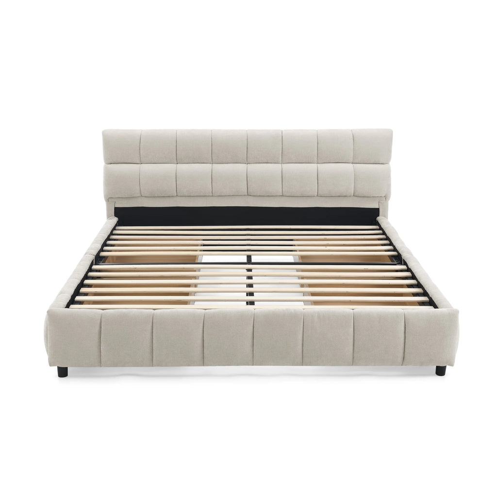 Modern Luxury Adjustable Storage Bed Frame Queen Size Soft Chenille Fabric Bedroom Furniture