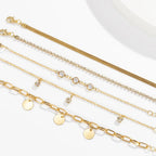 Boho Flat Snake Bone Chain Rhinestone Sequin Pendant Bracelet Set Lady Geometric Fashion Bracelets Combination Girl Jewelry