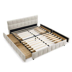 Modern Luxury Adjustable Storage Bed Frame Queen Size Soft Chenille Fabric Bedroom Furniture