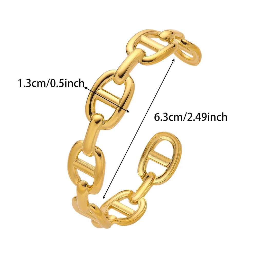 Stainless Steel Skeleton Bracelet for Women Gold Color Wide Bangle Jewelry Gift Fashion Accessories