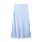 Willshela 2024 Black Satin Skirt Woman High Waist Elegant Long Skirts For Women Fashion Summer Midi Skirt Office Women's Skirts