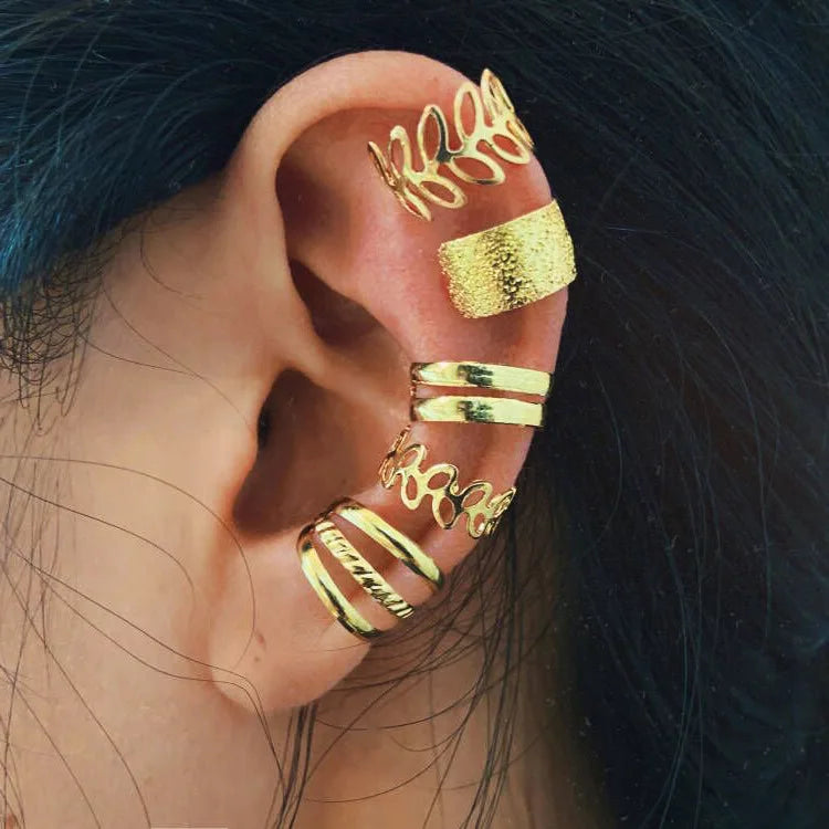 Korean Design Stainless Steel Clip Earrings No Piercing Gold Color Ear Bone Clips Simple Shiny Ear Cuffs for Women Jewelry