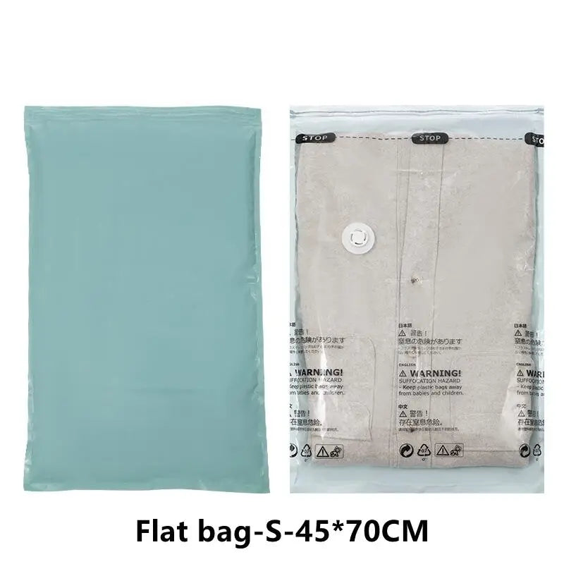 No-Pump Design Vacuum Compression Storage Bags, Extra Large Size for Clothes Blankets Bedding Bedroom Organization