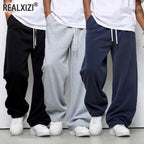 Men's Loose-fit Straight-leg Casual Pants Fashion Korean Wide-leg Sweatpants Outdoor Comfortable Lightweight Long Pants for Men