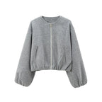 MUJER Red Zipper Bomber Jackets for Women Soft Cropped Jackets Woman 2025 Long Sleeve Woman's Sports Jacket New in Outerwears