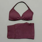 HISTELLO Gym Set 2 Piece Women Strappy Yoga Bra Top Workout Scrunch Shorts Sports Suit Fitness Clothes Seamless Yoga Set