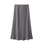 Willshela 2024 Black Satin Skirt Woman High Waist Elegant Long Skirts For Women Fashion Summer Midi Skirt Office Women's Skirts