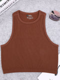 Seamless knitted high-elastic belly-baring yoga vest sleeveless casual sexy ribbed vest nylon quick-drying running fitness sport
