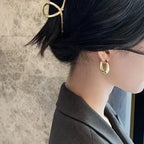 Trend Metal Geometry Gold Color Women's Hoop Earrings Fashion New Design Oval Minimalist Female Earrings Fashion Jewelry Gift