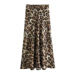 HH Women Fashion Leopard Print Skirt Vintage High Waist Midi Skirts Elegant Women Summer Casual Streetwear Skirt