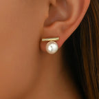 Simple Imitation Pearl Stud Earrings Gold Color Alloy Acrylic Beads Earring For Women Fashion Jewelry Trend Accessories