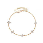 High Quality Crystal Four Leaf Flower Bracelet for Women Clasic Trendy Gold Color Stainless Steel Zircon Bangle Jewelry Gift