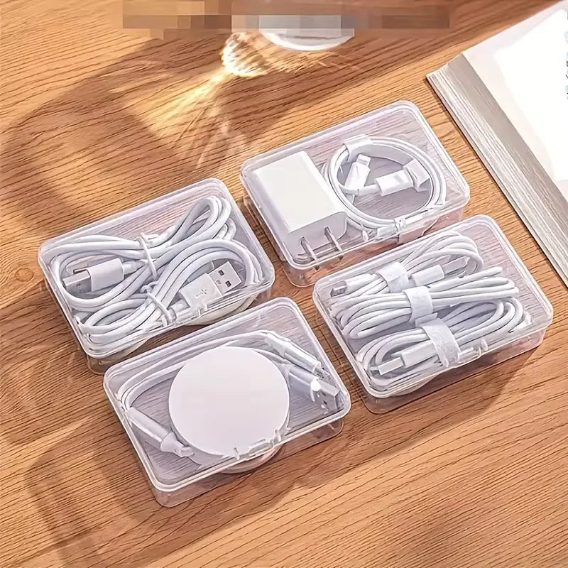 Cable Organizer Storage Box Set Durable Plastic Daily Office Supplies Sundries Charging Cord & Mobile Device Management Storage