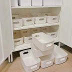 10pcs Large Capacity Storage Box with Cover Household Plastic Toy Storage Basket Snack Sundries Storage Box Desktop Organizer