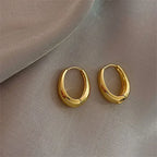 Trend Metal Geometry Gold Color Women's Hoop Earrings Fashion New Design Oval Minimalist Female Earrings Fashion Jewelry Gift