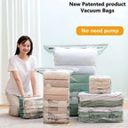 No-Pump Design Vacuum Compression Storage Bags, Extra Large Size for Clothes Blankets Bedding Bedroom Organization