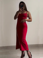2025 explosive new dress summer high sensibility halter strap Spice Girl bag hip dress