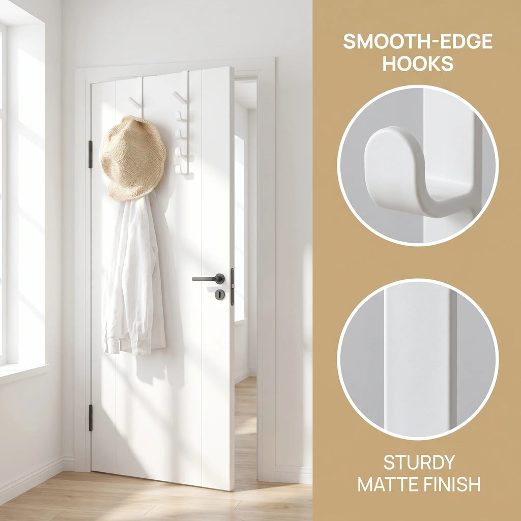 1Pcs Over the Door Coat Hook Hanger Behind Door Storage Rack for Cabinet Wardrobe Dormitory Closet Heavy Duty Organizer
