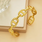 Stainless Steel Skeleton Bracelet for Women Gold Color Wide Bangle Jewelry Gift Fashion Accessories