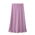 Willshela 2024 Black Satin Skirt Woman High Waist Elegant Long Skirts For Women Fashion Summer Midi Skirt Office Women's Skirts
