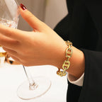 Stainless Steel Skeleton Bracelet for Women Gold Color Wide Bangle Jewelry Gift Fashion Accessories