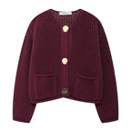 HXAO Knitted Sweater Cardigan For Women Autumn Long Sleeve Cropped Cardigans Ladies Outerwears Winter Button Knit Sweater