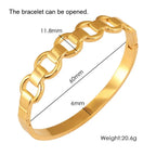 Stainless Steel Skeleton Bracelet for Women Gold Color Wide Bangle Jewelry Gift Fashion Accessories