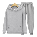 2025 New Men's Autumn/Winter Collection Solid Color Hoodie+Pants Two Piece Fashion Casual Sports Set Size s-3XL