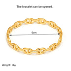 Stainless Steel Skeleton Bracelet for Women Gold Color Wide Bangle Jewelry Gift Fashion Accessories