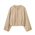 MUJER Red Zipper Bomber Jackets for Women Soft Cropped Jackets Woman 2025 Long Sleeve Woman's Sports Jacket New in Outerwears