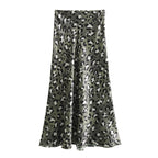 HH Women Fashion Leopard Print Skirt Vintage High Waist Midi Skirts Elegant Women Summer Casual Streetwear Skirt