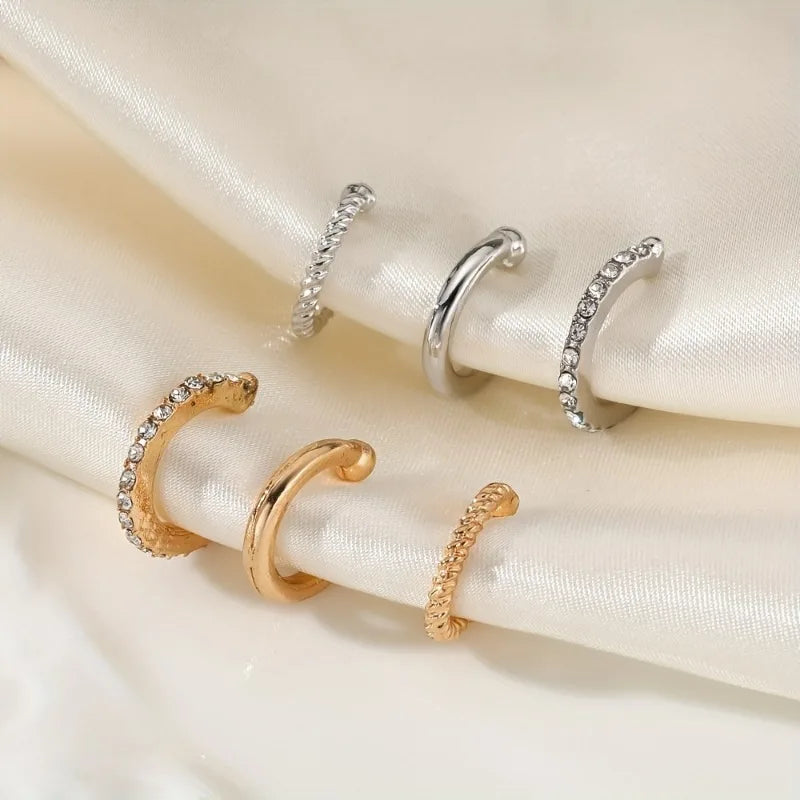 Korean Design Stainless Steel Clip Earrings No Piercing Gold Color Ear Bone Clips Simple Shiny Ear Cuffs for Women Jewelry