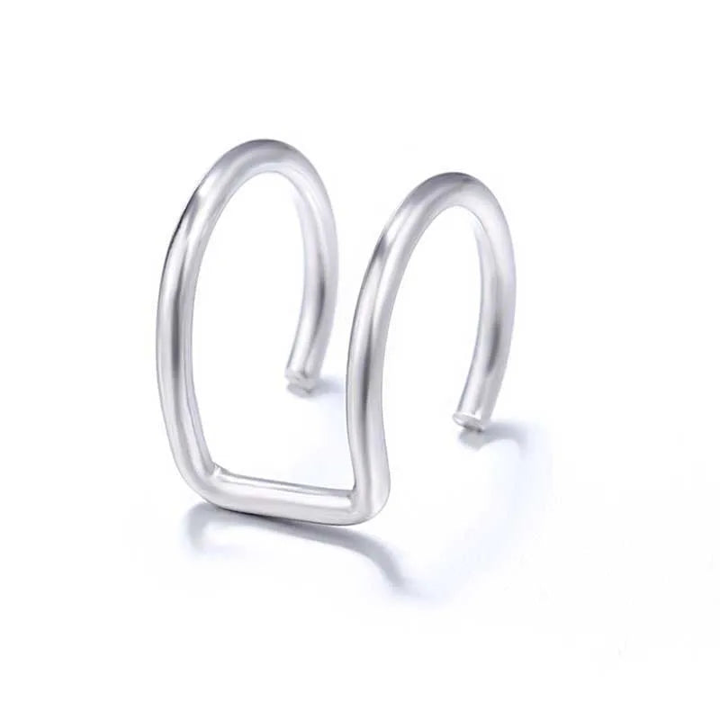 Korean Design Stainless Steel Clip Earrings No Piercing Gold Color Ear Bone Clips Simple Shiny Ear Cuffs for Women Jewelry
