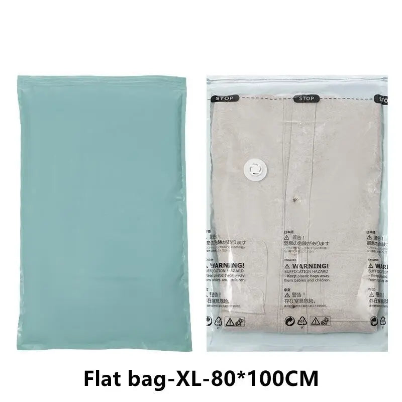 No-Pump Design Vacuum Compression Storage Bags, Extra Large Size for Clothes Blankets Bedding Bedroom Organization