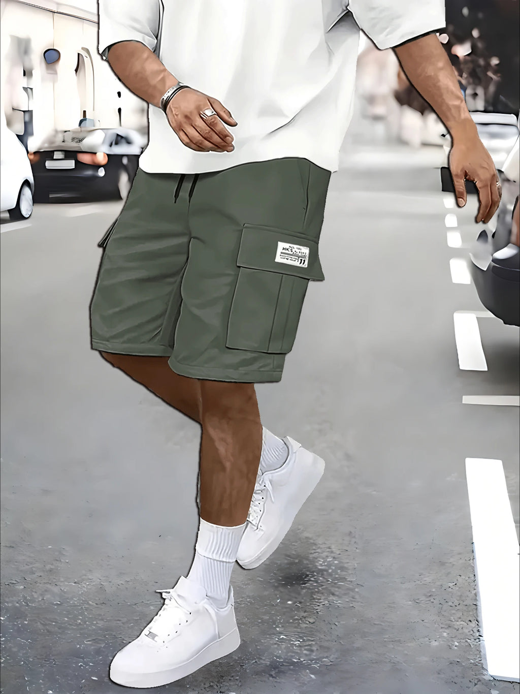 Men's work shorts; summer comfort; multi-pocket; outdoor leisure sport beach pants; elastic waistband