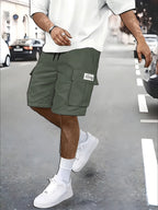 Men's work shorts; summer comfort; multi-pocket; outdoor leisure sport beach pants; elastic waistband