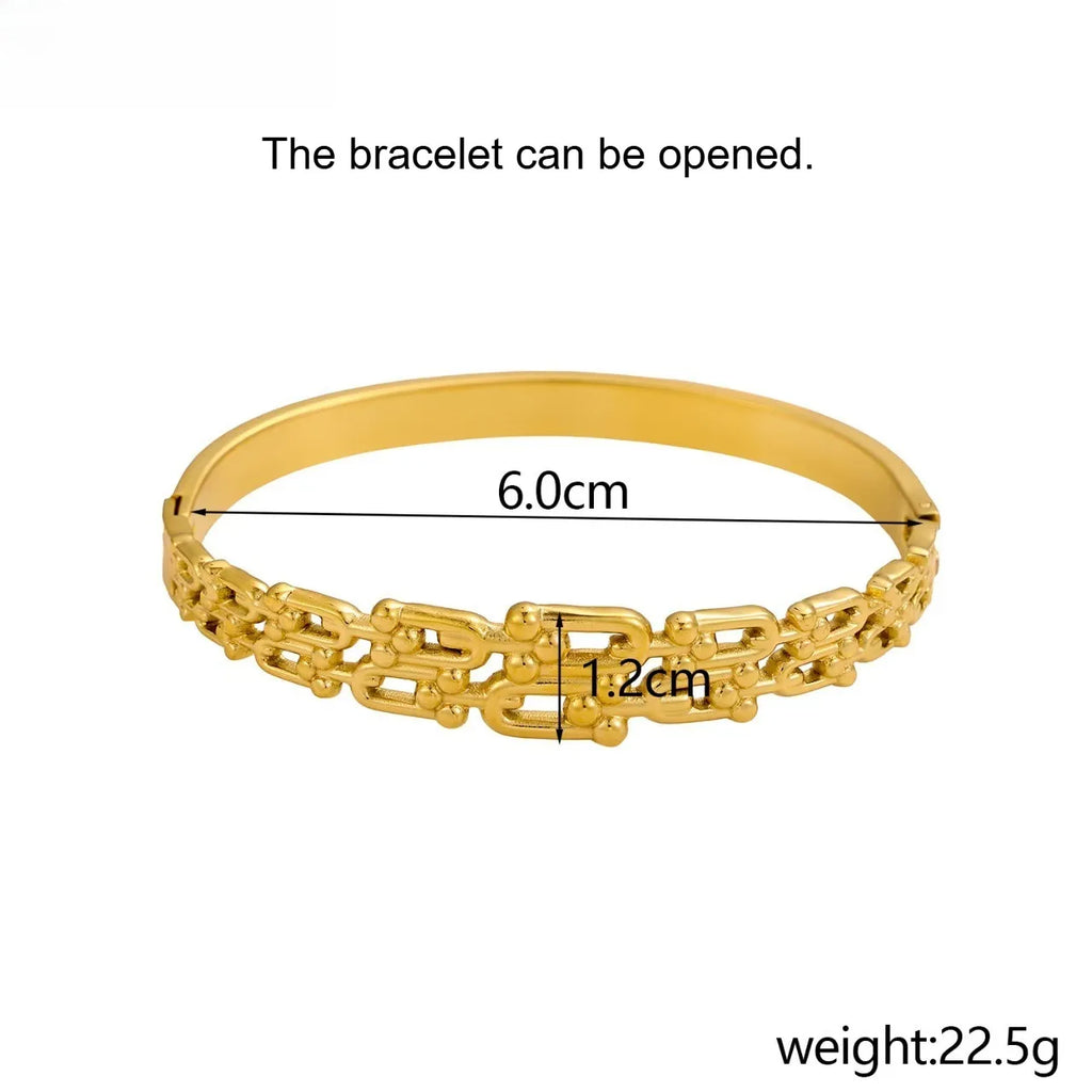 Stainless Steel Skeleton Bracelet for Women Gold Color Wide Bangle Jewelry Gift Fashion Accessories