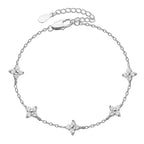 High Quality Crystal Four Leaf Flower Bracelet for Women Clasic Trendy Gold Color Stainless Steel Zircon Bangle Jewelry Gift