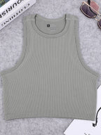 Seamless knitted high-elastic belly-baring yoga vest sleeveless casual sexy ribbed vest nylon quick-drying running fitness sport