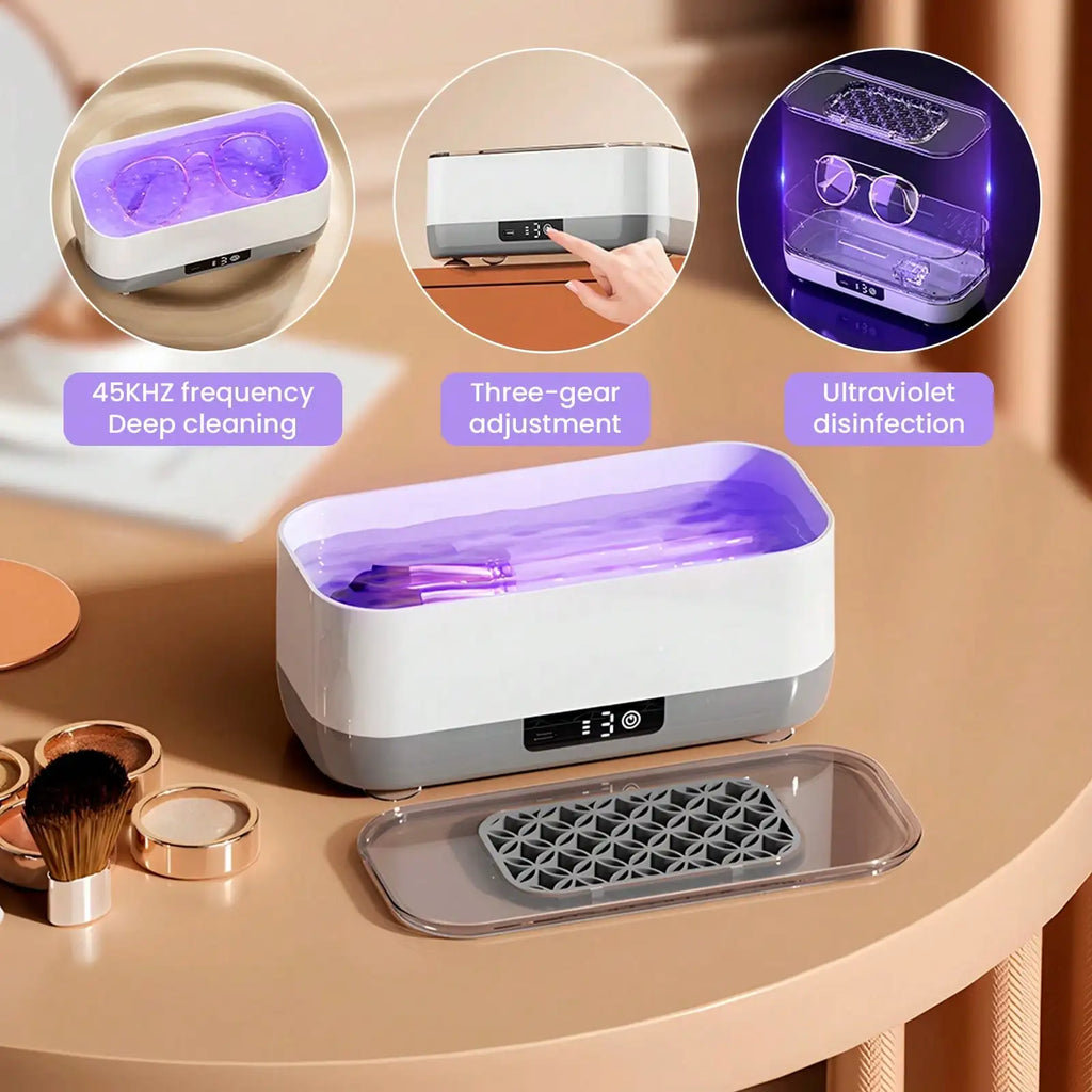 Makeup Brush Cleaning Case, Jewelry Automatic 360 ° Deep Cleaning Tool, Ultra Portable, USB Charging, High-Frequency Vibration