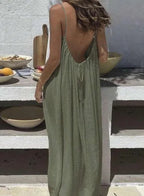 2026 Loose-Fit Spaghetti Strap Dress Women's Casual Homewear Summer Dress Solid-Color Vacation Cool Homewear